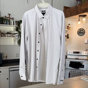 Kenneth Cole White Patterned Dress Shirt